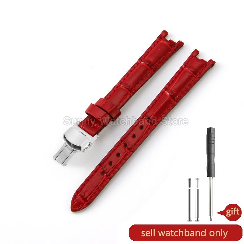 Concave Interface Design Women's Genuine Leather Watch Accessories 12mm for Tissot 1853 Flamingo T094210 Series Watch Strap