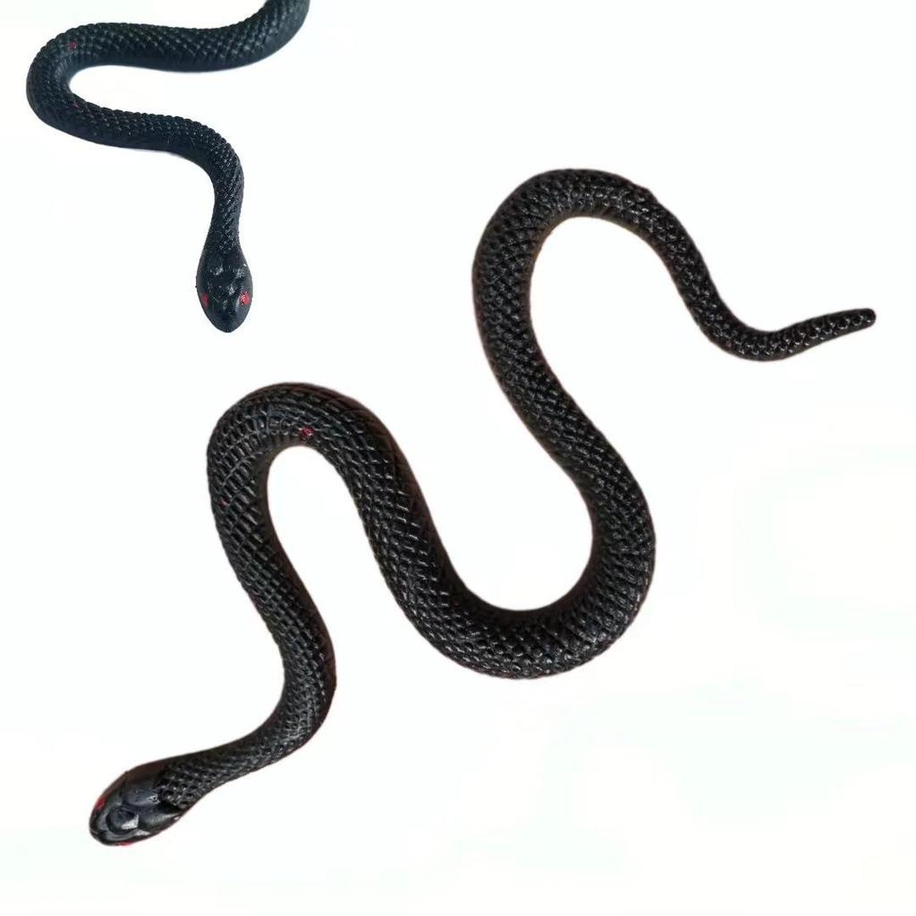 Halloween Scary Soft Rubber Black Snake Toy Model