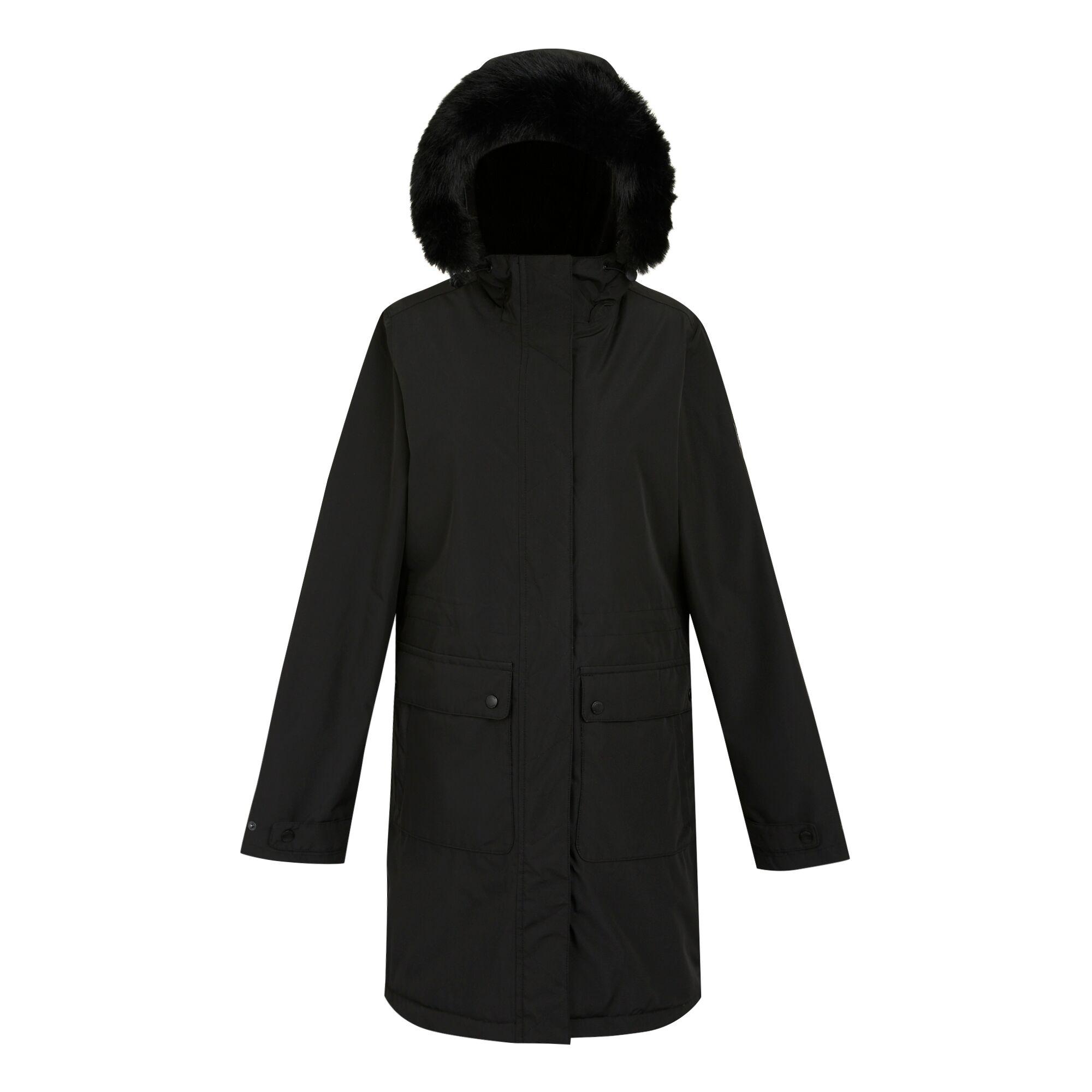 Regatta Parka con ribete de piel sintética para mujer 8 UK negro