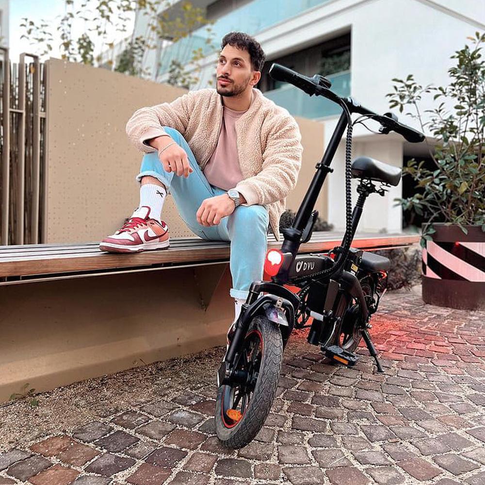 Electric Bike Foldable DYU 14" 250W Motor Top Speed 25Km/h 48V 7.8AH Max Range 60Km Black A5