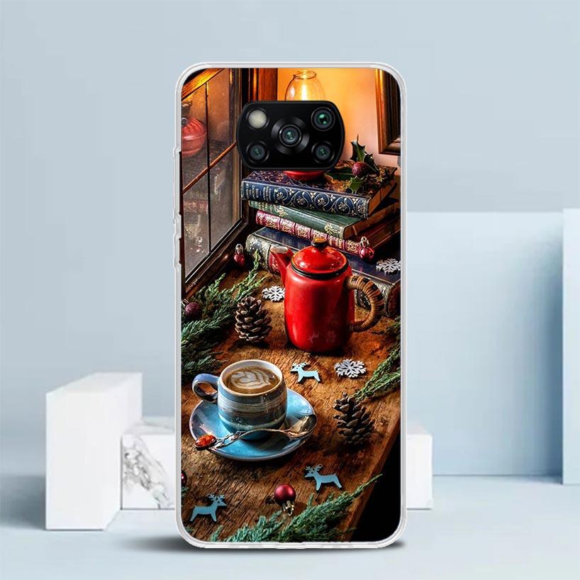 Winter Coffee Christmas Phone Case For Xiaomi Poco F7 Ultra X5 X6 X7 Pro M7 Redmi 15C 15 13C 13 12C 12 10C 10 10A 9 9C 9A 9T Cov