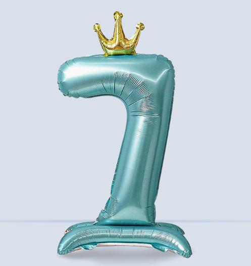 Large Number One Foil Balloon with Inflatable Base and Crown Decoration Suitable for Birthday Party Celebration Event Decoration Indoor Outdoor Use
