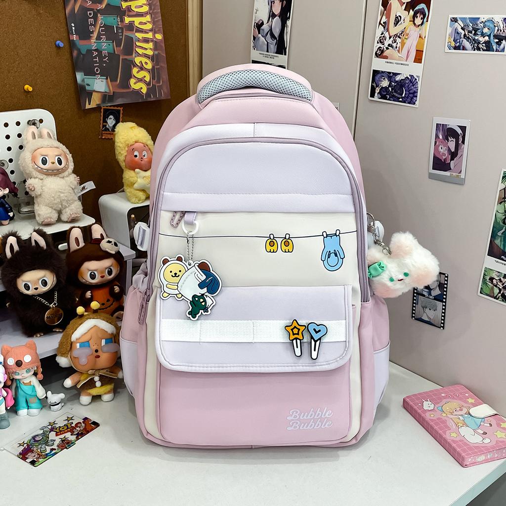 ins Girls College Style Casual Versatile Backpack Junior High School Student Large Capacity School Bag Women's Travel Light Backpack