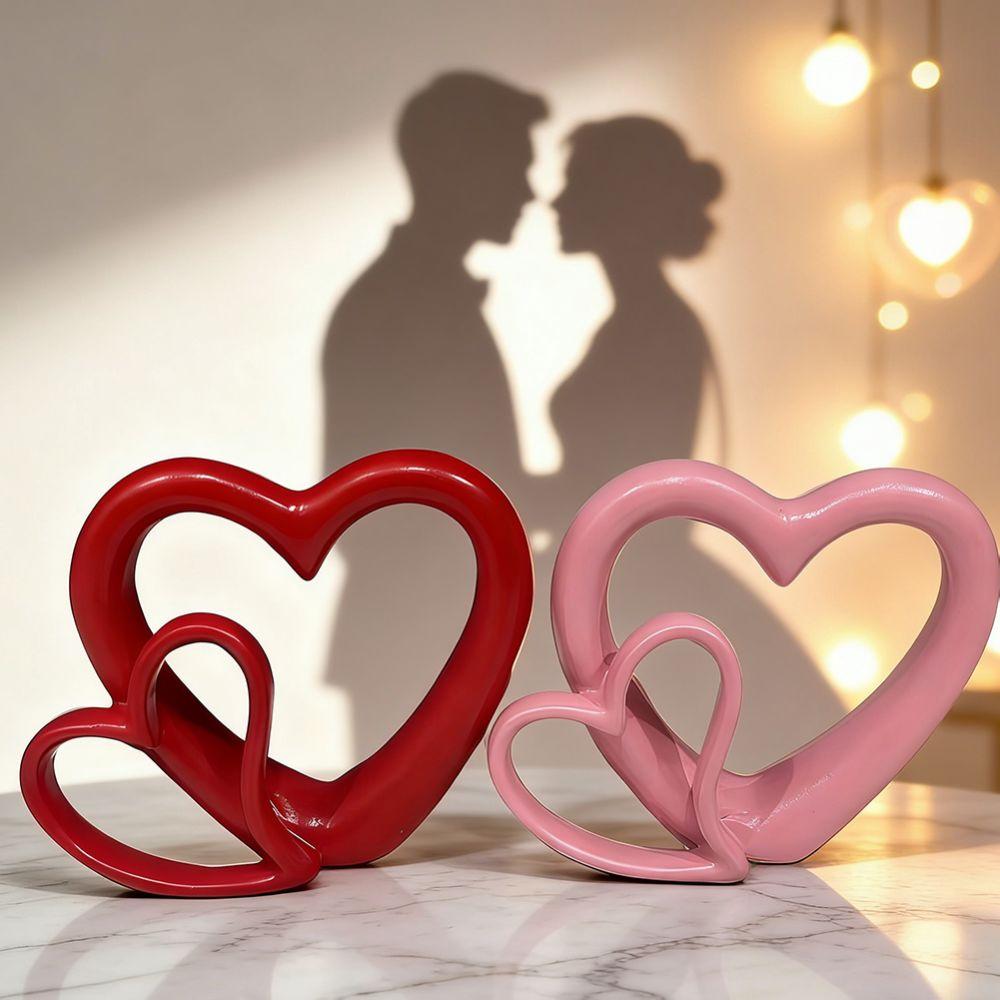 Handicraft Valentine's Day Love Ornament 3D Double Hollow Heart Models  Desk Decor
