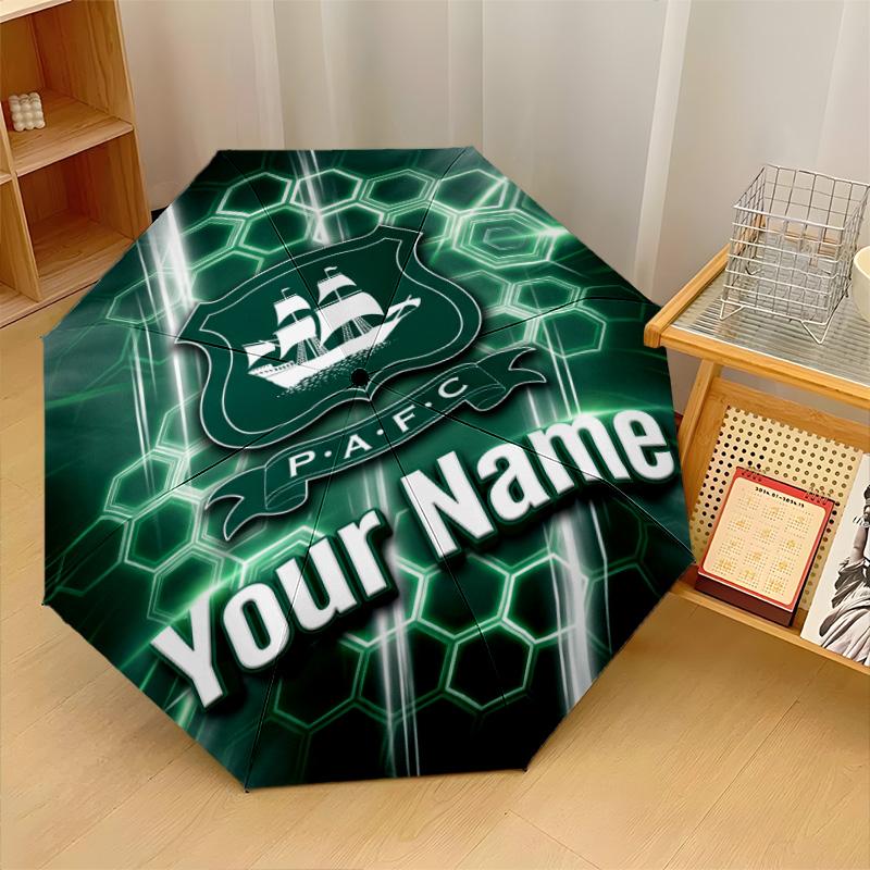 Plymouth Argyle FC Automatic 3‑Fold Umbrella 8‑Rib Windproof Folding Umbrella Sun Rain Protection For Outdoor Travel Daily Use
