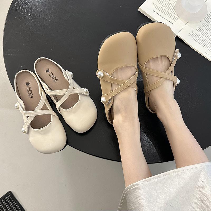 Baotou Halbschuhe Damen 2025 neue Damenschuhe Französische Sandalen für draußen Hausschuhe weiche Sohlen ermüden nicht Mary Jane Schuhe