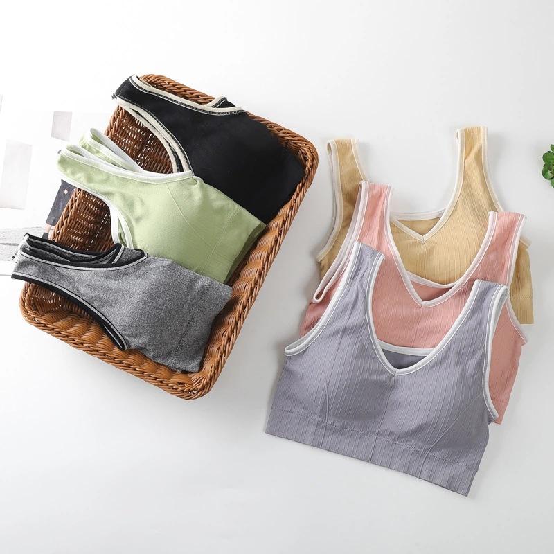 Beautiful back sports vest underwear female student Korean version short outer wear cute suspender tube top bra no steel ring bra