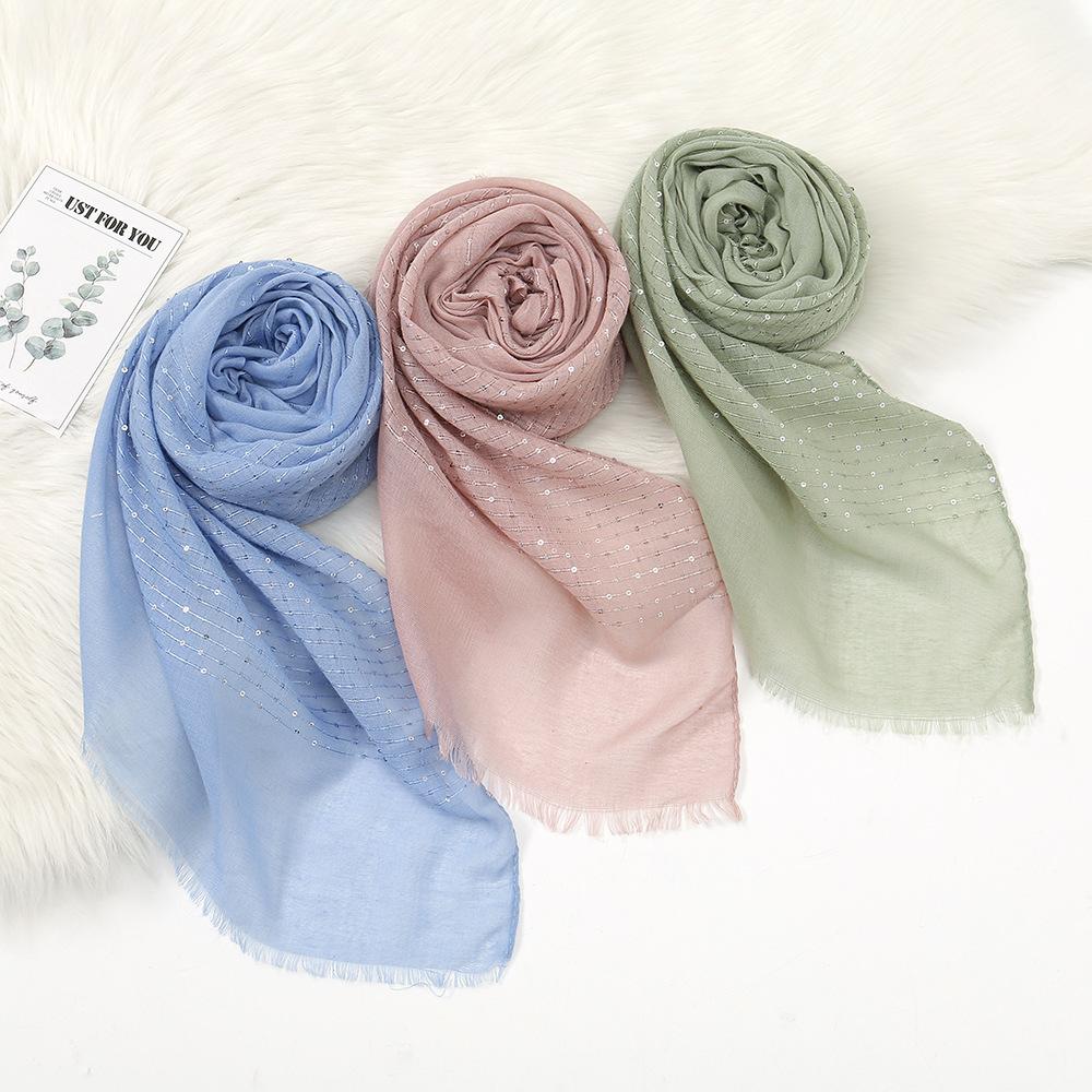 Autumn Winter New Candy Color Sequin Scarf Women Girls Rough Selvedge Scarves Soft Sunscreen Outdoor Shawl Female Wrap Shawls
