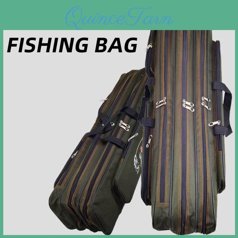8090100120cm Thicken Layer Fishing 3 Rod Bag Antiwear Fishing Bag Canvas Threelayer Fishing Gear Fishing Bags