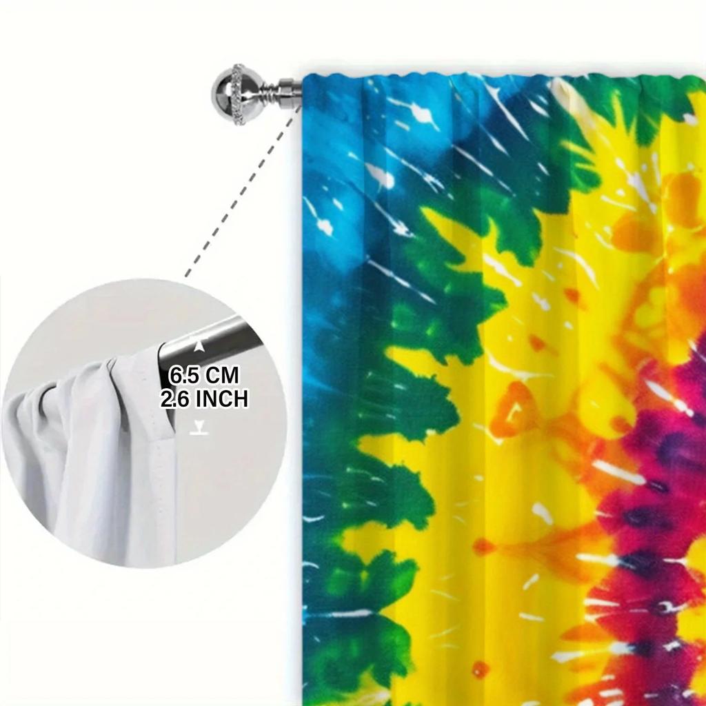 2pcs Vortex Color Printed Curtain for Home Decor - Rod Pocket Window Treatment for Bedroom,Office,Kitchen,Living Room,and Study