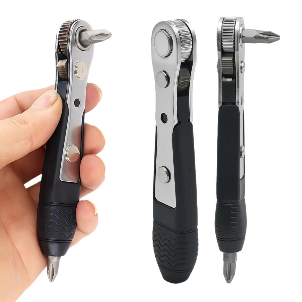 2-in-1 Multi-Functional Drill Chuck Detachable Black Screwdriver Two-Way Ratchet Square Head Wrench Tool Home Repair