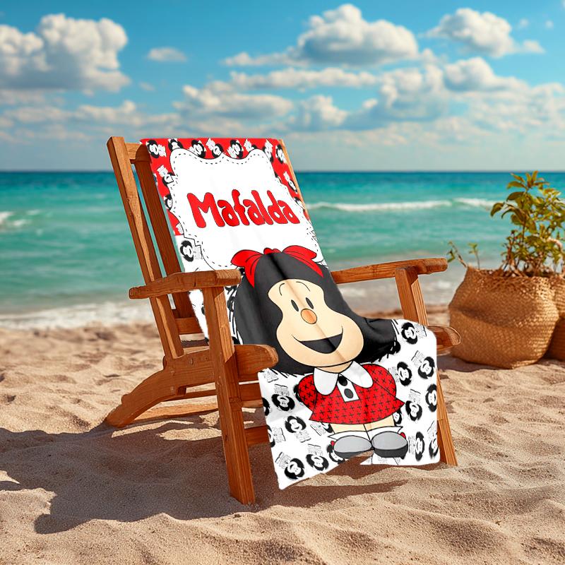 1pc Mafalda1 Beach Towel, Comfortable and Thick, and Swimming/Bath/Picnic/Camping Towel, Suitable for Seaside Beaches