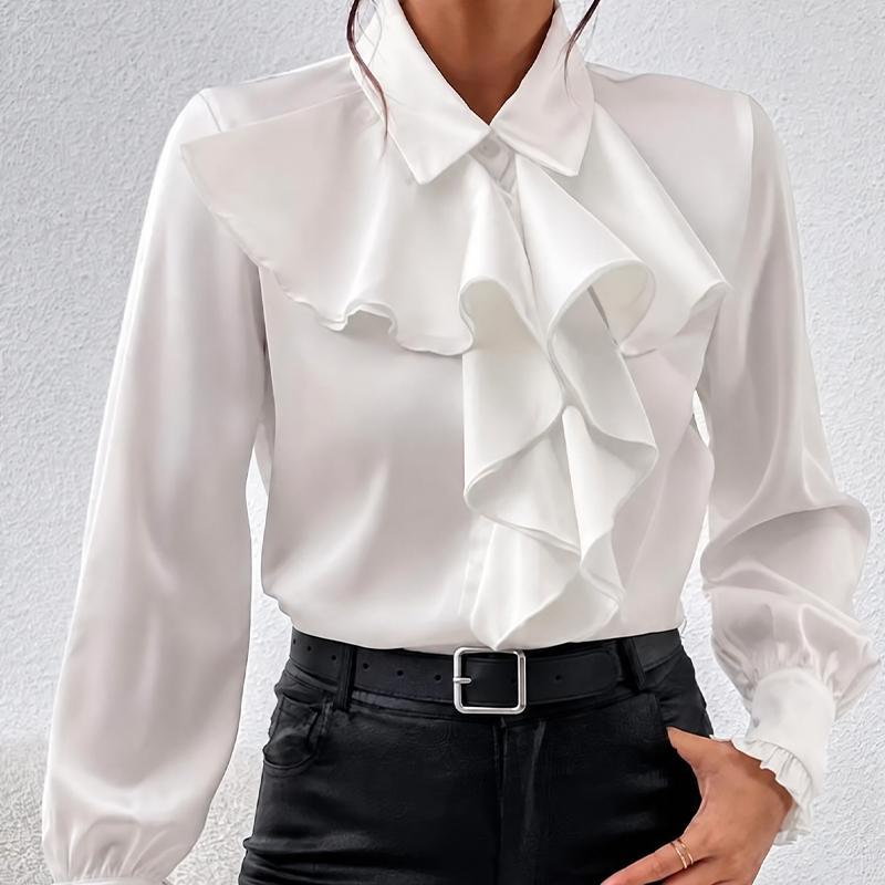 Women's Ruffle Layered Long Sleeve Blouse Fashion Statement Shirt