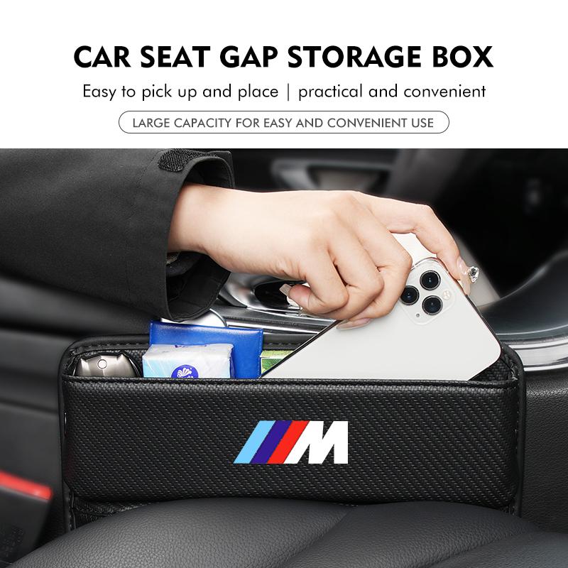 For BMW Leather Car Seat Gap Filler Storage Box Cup Holder Accessories Performance X1 X3 X5 E39 E46 E90 F20 E60 F30 M3 M5