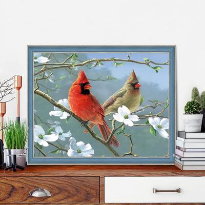 Pictură cu diamant 5D DIY Două păsări Kit punct de cruce Mozaic Broderie cu diamant Trandafir complet rotund/Pătrat Burghiu Decor pentru casa