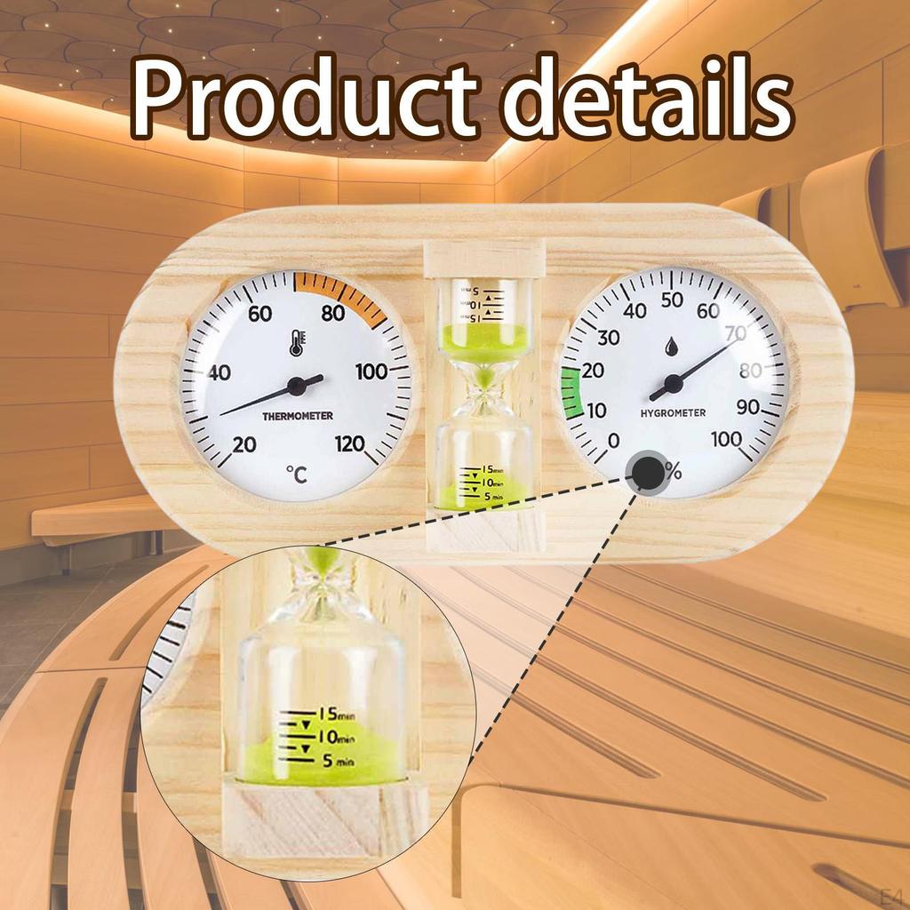 Sauna Thermometer Hygrometer and Timer 3 In 1 Hygrothermograph Temperature Humidity Gauge for SPA