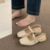 Gentle fairy style with skirt evening shoes low heel bag head sandals women's shoes simple and versatile rear empty square head single shoes