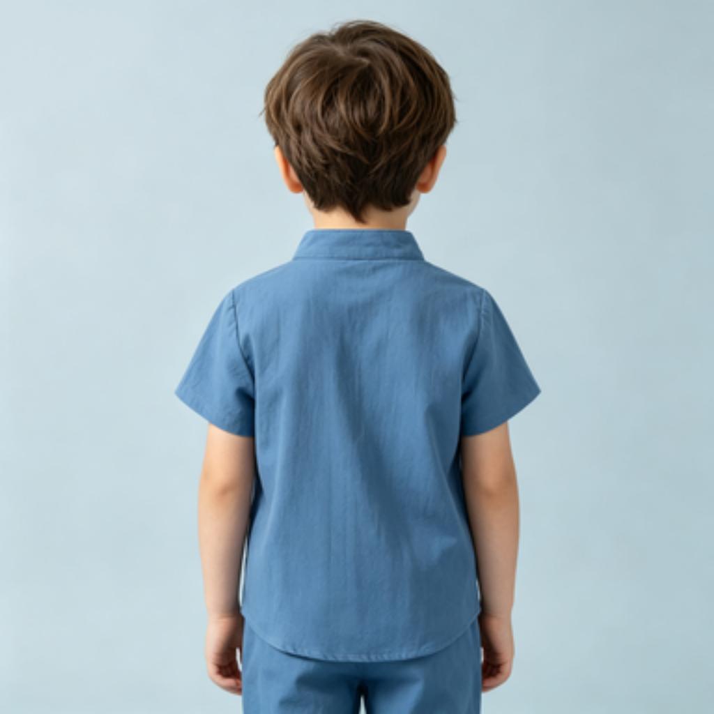 Men's Short Sleeve Cotton Shirt Mandarin Collar Casual Soft Wicking Breathable for Everyday Wear