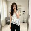 New Summer Women's Clothing with Irregular Design Lace French Sleeveless Tank Top T-Shirt