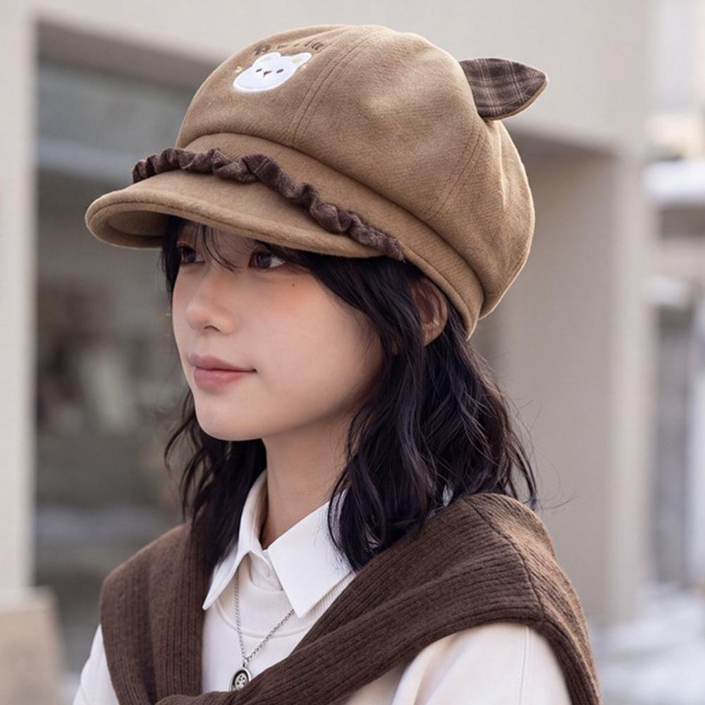 Cat Ears Newsboy Cap Japanese Style Baseball Cap Fashion Women's Beret Autumn and Winter