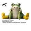Decorative Frog Statue for Patio Sitting Resin Stretching His Legs Ornament Garden Pool Decor Figurine Outdoor Indoor Plant Pot Desk Shelf Decoration