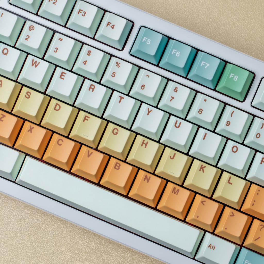 Cherry Keycap PBT Macaron Color Russian French Korean Japanese Keyboard Keychain Compatible with MX Switch Mechanical Keyboard