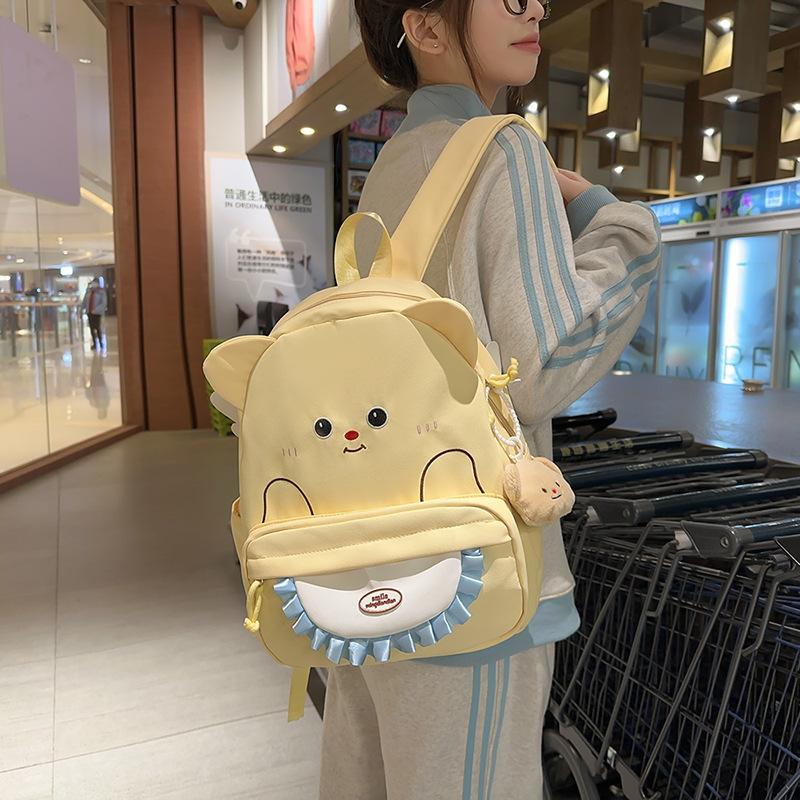 Schoolbag cartoon girl heart scarf bear schoolbag new cute children's travel versatile backpack college student women's backpack