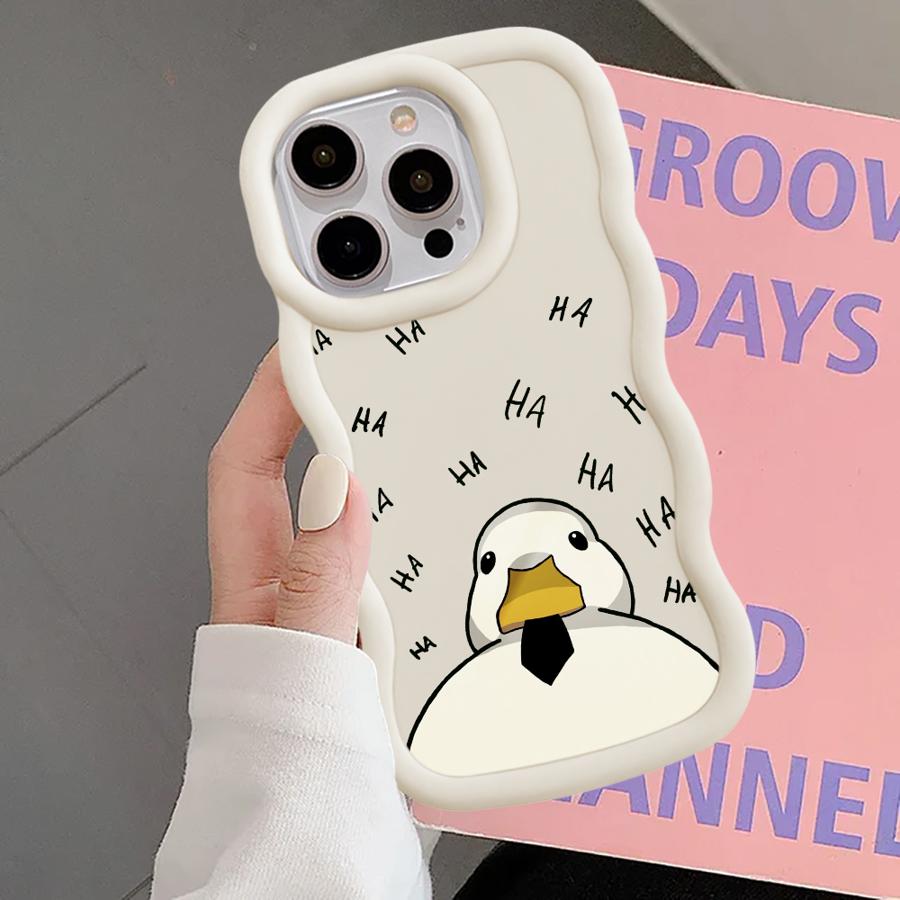 Soft Phone Cover Case for iPhone 16 Pro Max 14 13 17 Air 11 XR 8 12 15 Plus Cartoon Duck