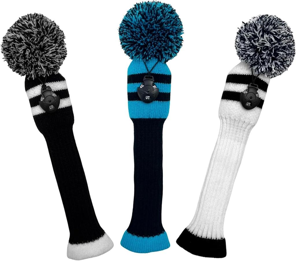 Knit Golf Headcover for Driver and Wood Golf Includes Conversion Tag and Line Clubs, (Brown FW)