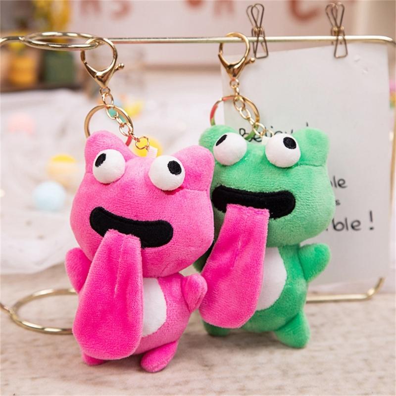 Hübsche Plüsch-Schlüsselanhänger Große Augen Froschpuppe Zunge Herausstreckender Frosch Magnetische Anziehungskraft Spielzeug Schlüsselanhänger Anhänger Partygeschenke