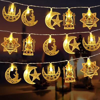 Eid Mubarak Sternschloss Mondschloss Lichterkette Ramadan Kareem Dekoration für Zuhause 2025 Islam Muslimische Partyzubehör Eid Al-fitr