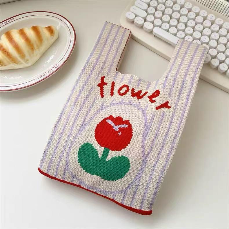2026 New Year Red Lucky Gift Bag - Knitted Tote with Envelope Design, Perfect for Annual Meetings and Celebrations