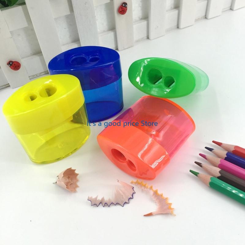 Portable Double Blade Pencil Sharpener Set With Lid Leakproof Shavings Storage For Students Teachers Professional