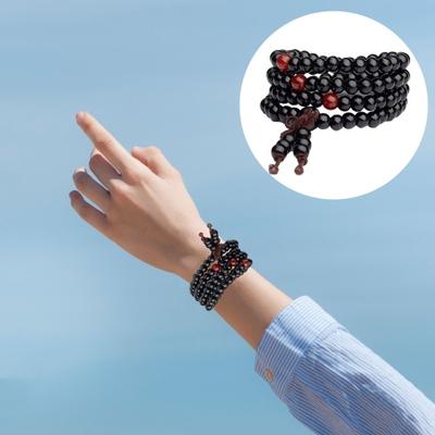 Armband Holzperlenarmband Stressabbau Gefälschtes Sandelholz Buddhistischer Buddha 4-lagige Handgelenkkette Männer Frauen Armband Armreifen
