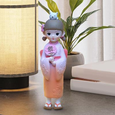 Statuetta Kabuki asiatica, kimono giapponese, bambola Geisha, decorazione etnica popolare da tavolo, statua in resina