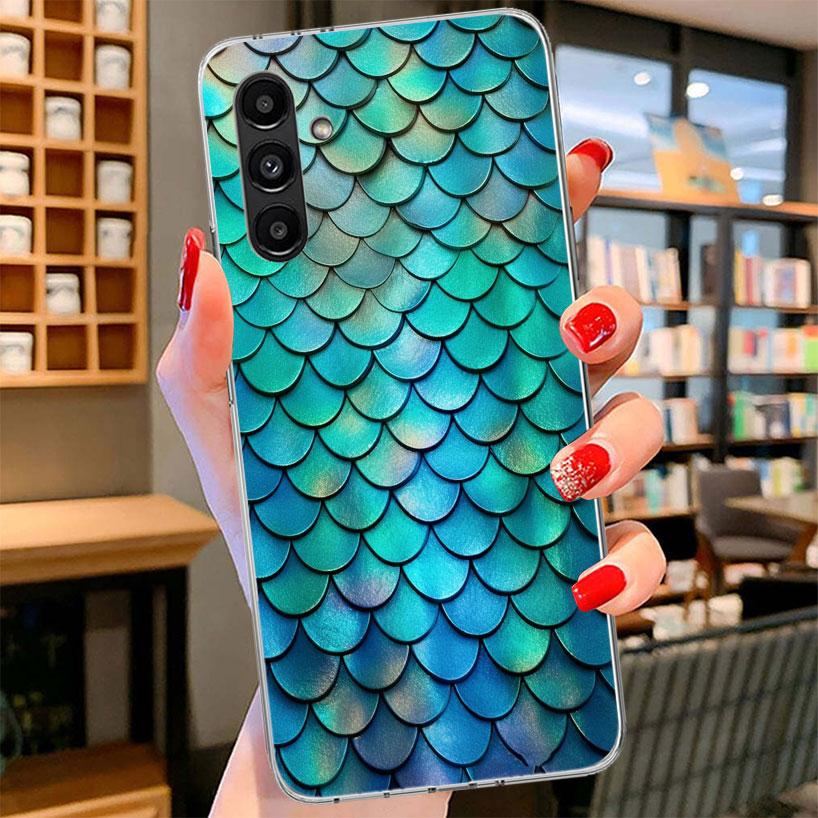 Fish Scale Pattern Mermaid Phone Case For Samsung Galaxy A17 A37 A57 A16 A26 A36 A56 A15 A25 A35 A55 A14 A24 A34 A54 A13 A23 A33