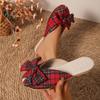 Fashion Women Slippers Fashion Sweet Bow Linen Slippers Flat Peep-toe Closed-toe Sandals Non-Slip Hollow Outdoor Shoes Slides Women