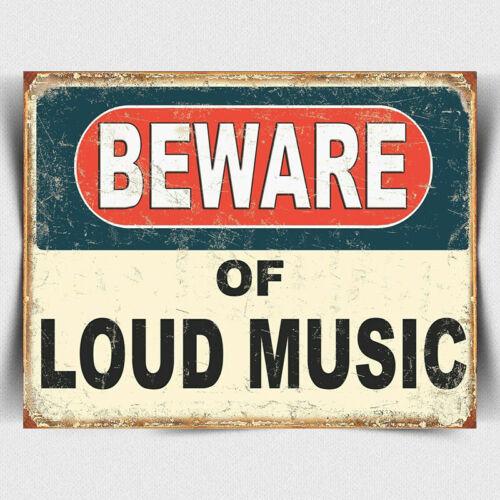 f1METAL SIGN WALL PLAQUE funny humorous Beware of Loud Music 20x30cm（7.8x11.8inch）