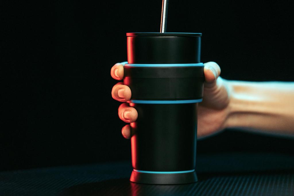 Peacock Gaming Tumbler with Straw, 550ml, Vacuum Insulated, Keeps Hot or Cold Drinks, Sports Drinks, and Carbonated Beverages, Blue Black, ATX-R55 AB