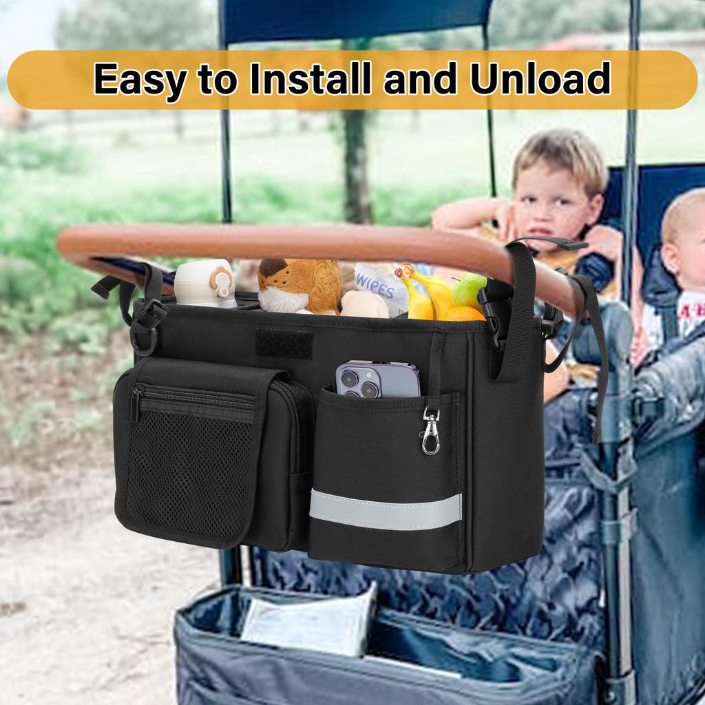 LoDrid Stroller Bag Stroller Drink Holder Pocket Organizer Stroller Bag