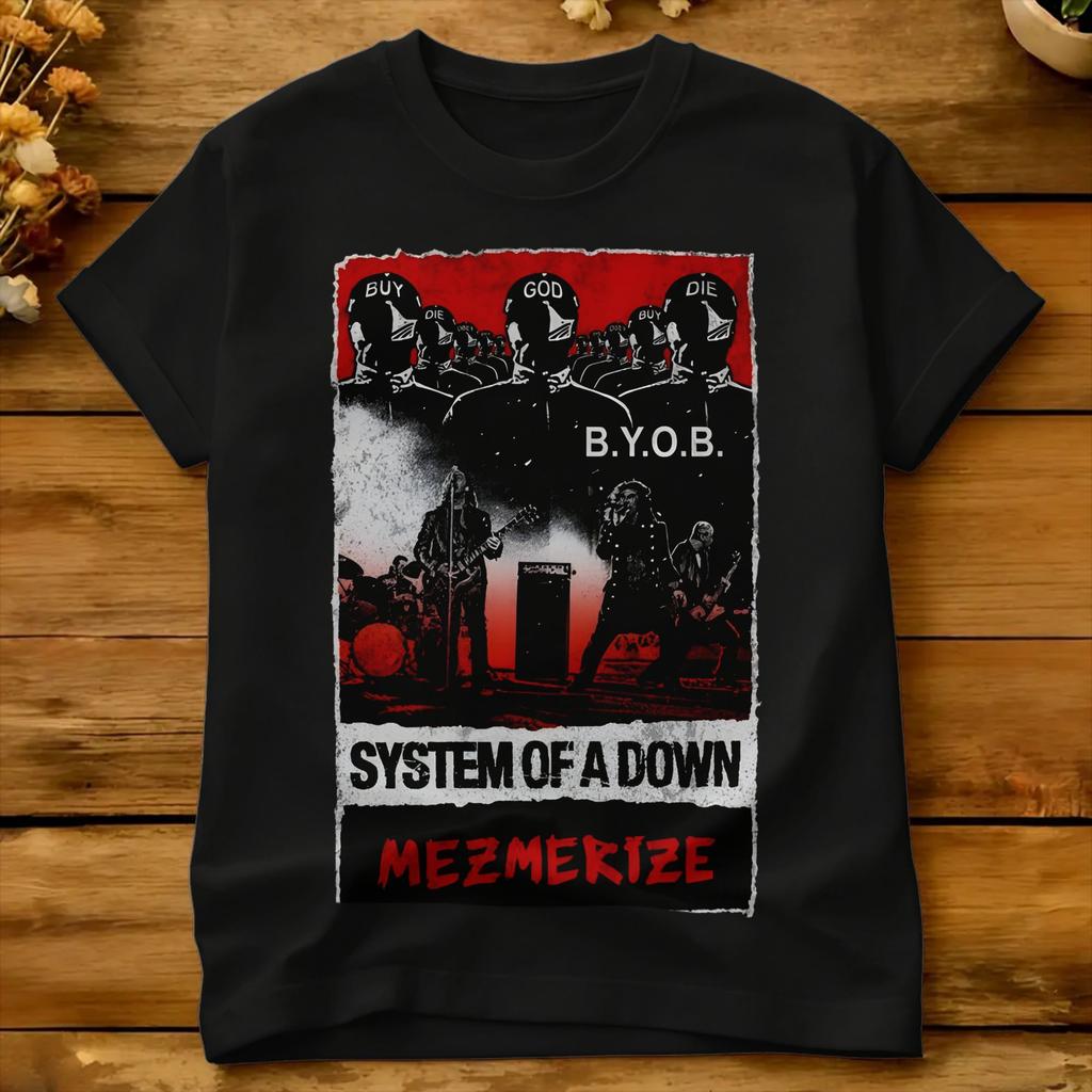 Systemofadown Banner Marches Tshirt Summer Streetwear Tshirts Cotton Hippie Tee Shirt For Unisexs Casual Tops