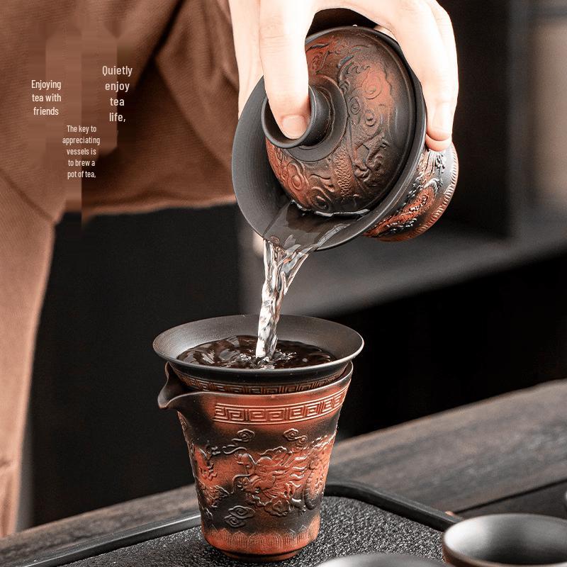 Double Dragon Purple Clay Kung Fu Tea Set