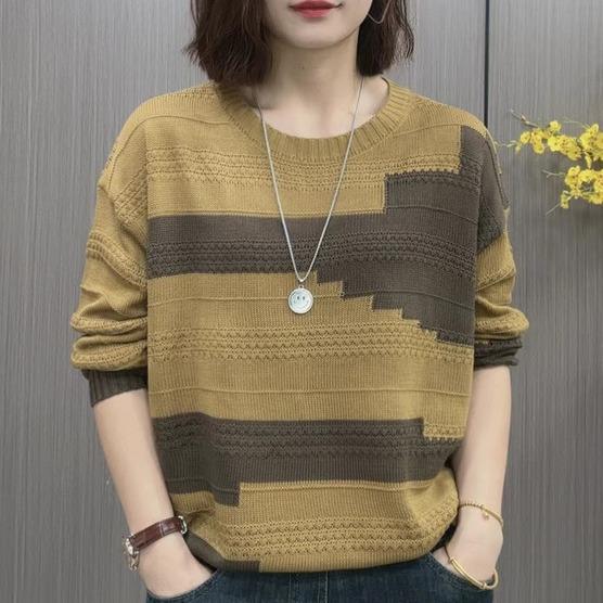 Early Autumn Round Neck Mother's Sweater Women's Casual Knitted Sweater Long Sleeved Top
