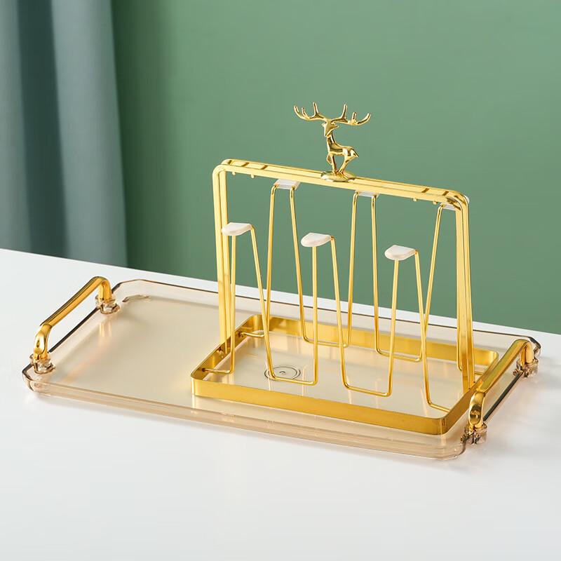 Elk Head Iron Cup Holder with Draining Tray