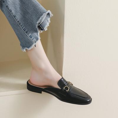 Aangepaste 340-10 slippers met platte zool dames zomerkleding luie mensen instap muller schoenen lente tas hoofd halve slippers