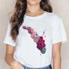 Kpop Fashion Cosmetics 3D Nail Polish Print Tees Women Y2K Tops Summer White Loose Short Sleeve O-Neck Female T-Shirts Blouses