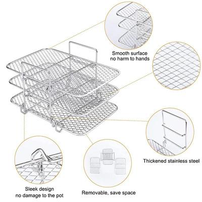 3-layer Stainless Steel Grilling Rack for DZ201/DZ401 Air Fryer Oven Grill Steamer Stackable Oven Cooking Air Fryer Accessories