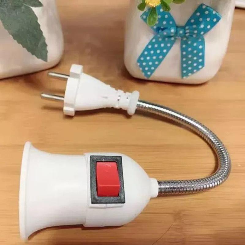 1 Piece Eu/Uk Plug Led Table Lamp Hose Steering Lever E27 Direct Plug In Swivel Head E27 Socket Bulb Holder With Switch