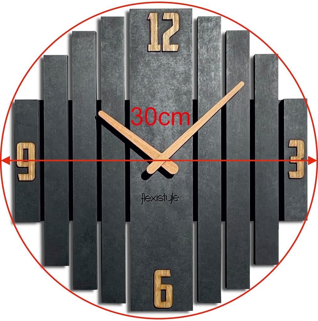Wooden Wall Clock Symetria 30cm Black