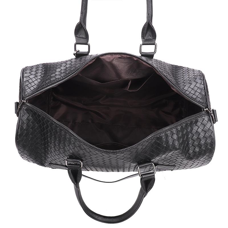 Travel bag European and American fashion woven large-capacity pu fitness bag business trip boarding bag men's business storage accommodation bag